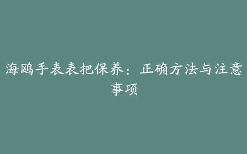海鸥手表表把保养:正确方法与注意事项
