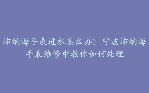沛纳海手表进水怎么办?宁波沛纳海手表维修中教你如何处理