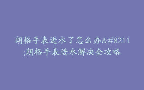 朗格手表进水了怎么办--朗格手表进水解决全攻略