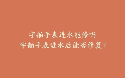 宇舶手表进水能修吗--宇舶手表进水后能否修复?